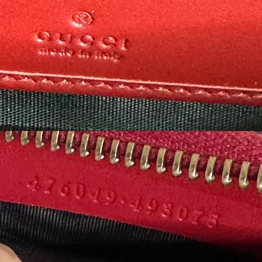 💯Authentic Gucci Beige/Red GG Supreme Canvas Cherry Zip Around Wallet🍀